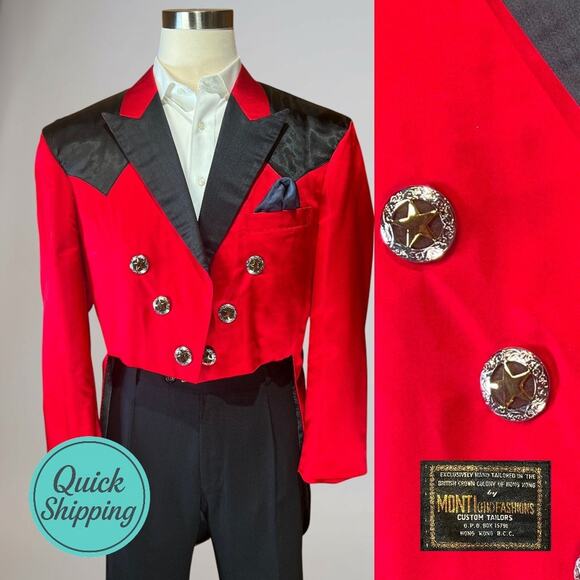 Custom Hong Kong Other - Ringmaster 44R Vintage Custom Made Hong Kong Red Long Tails Jacket Rare